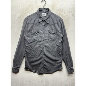 Acne Studios Pop Classics Western Denim Shirt Men 50 L Grey Wash Pearl Snap AW10